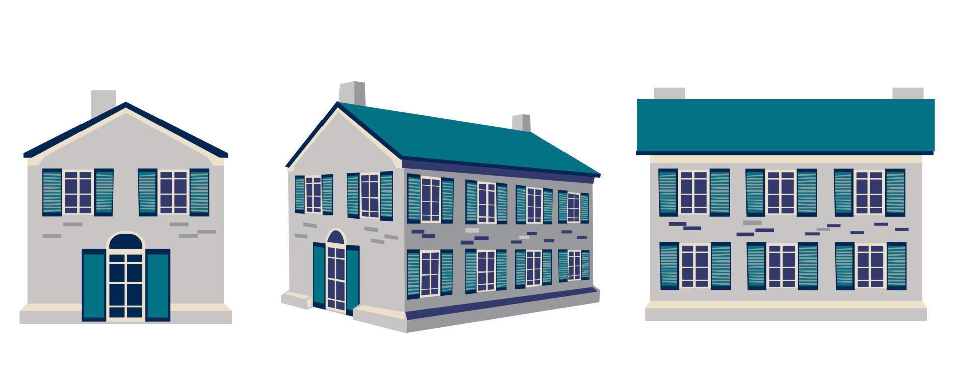 A set of house on different view. vector