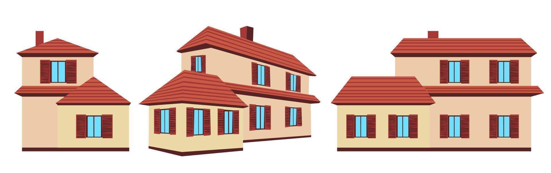 A set of house on different view. vector