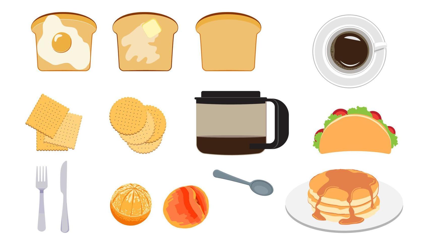 Breakfast brunch food set. vector