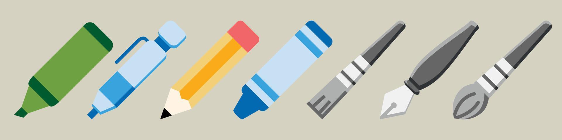 Stationery icon set vector