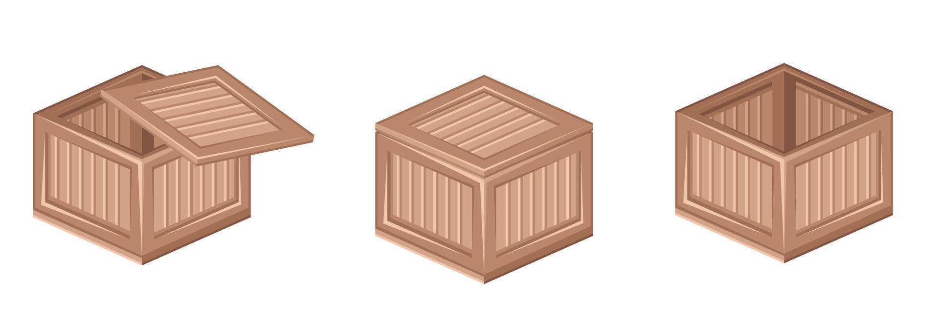 wooden boxes set vector
