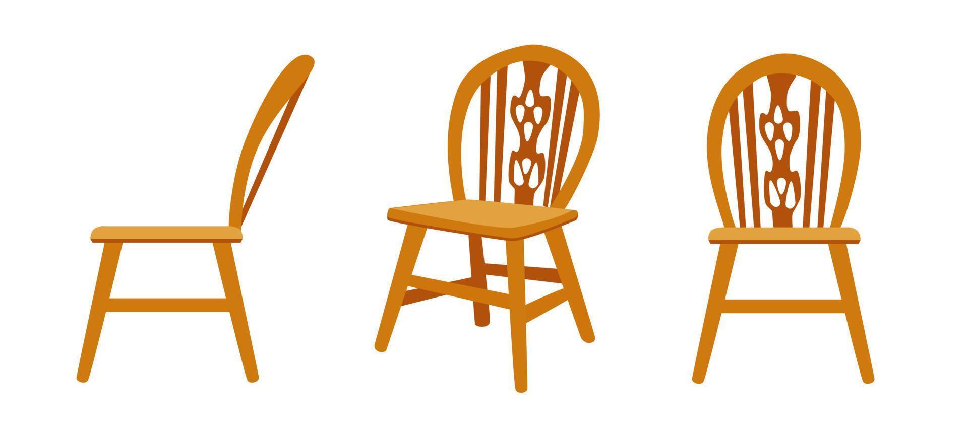 A set of cartoon chair on different view. vector