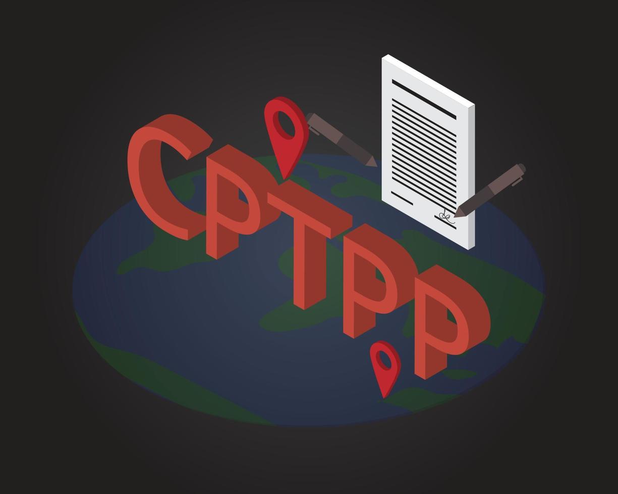 CPTPP or The Comprehensive and Progressive Agreement for Trans-Pacific Partnership vector