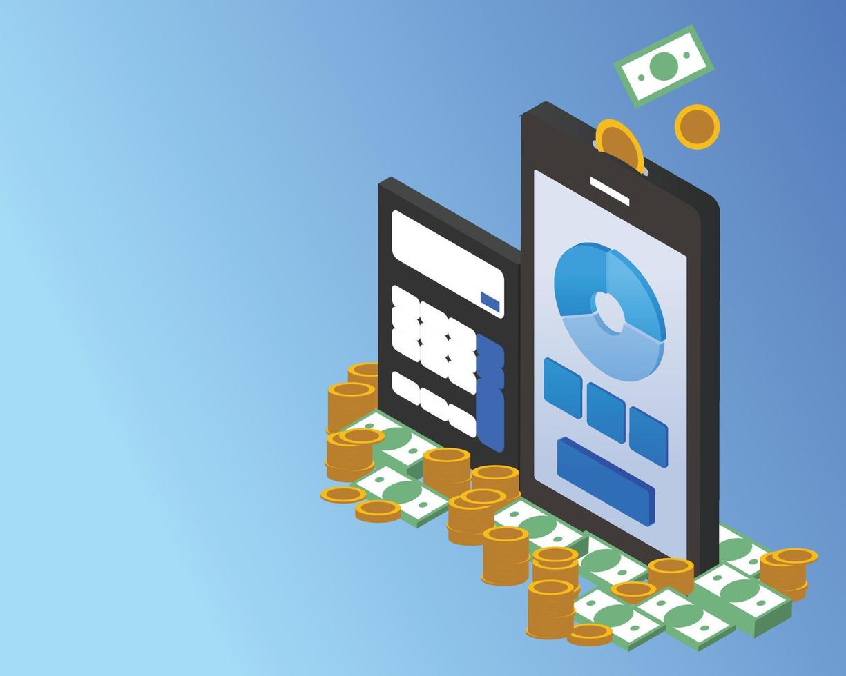 saving money application from mobile phone for budget planning vector