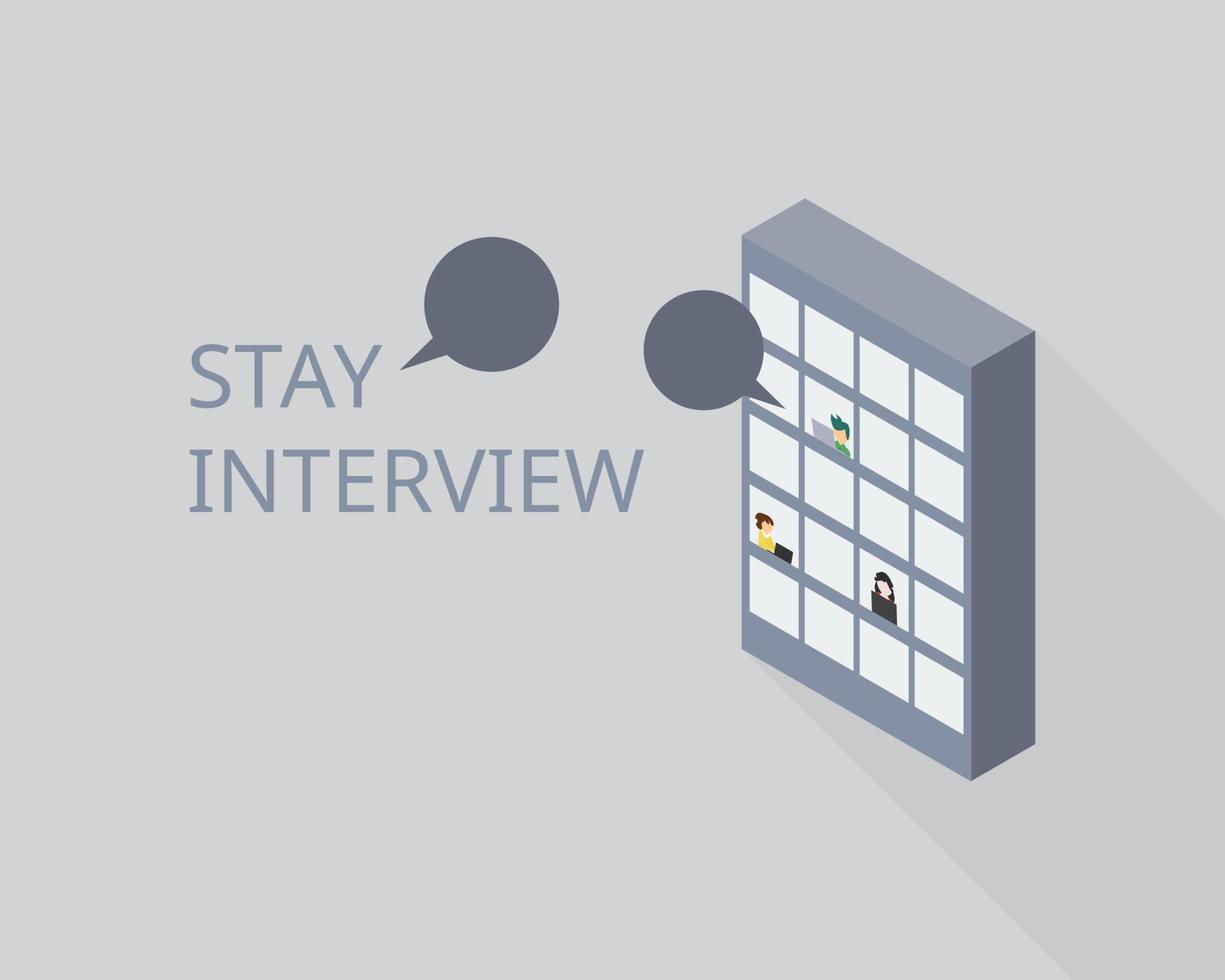 Stay interview to help managers understand why employees stay and what might cause them to leave vector