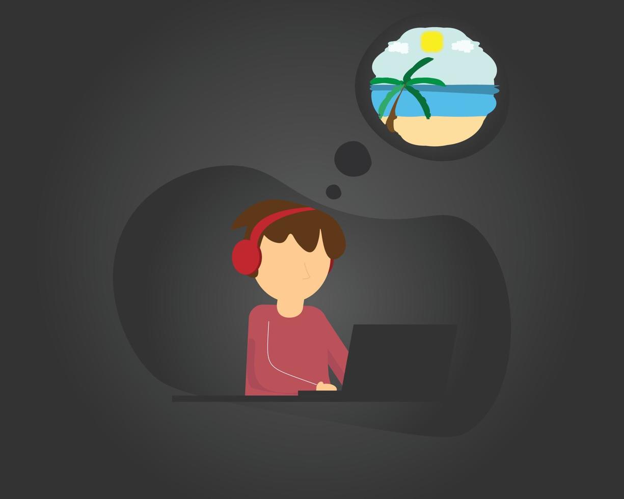 post-vacation blues or post-travel depression after travelling vector