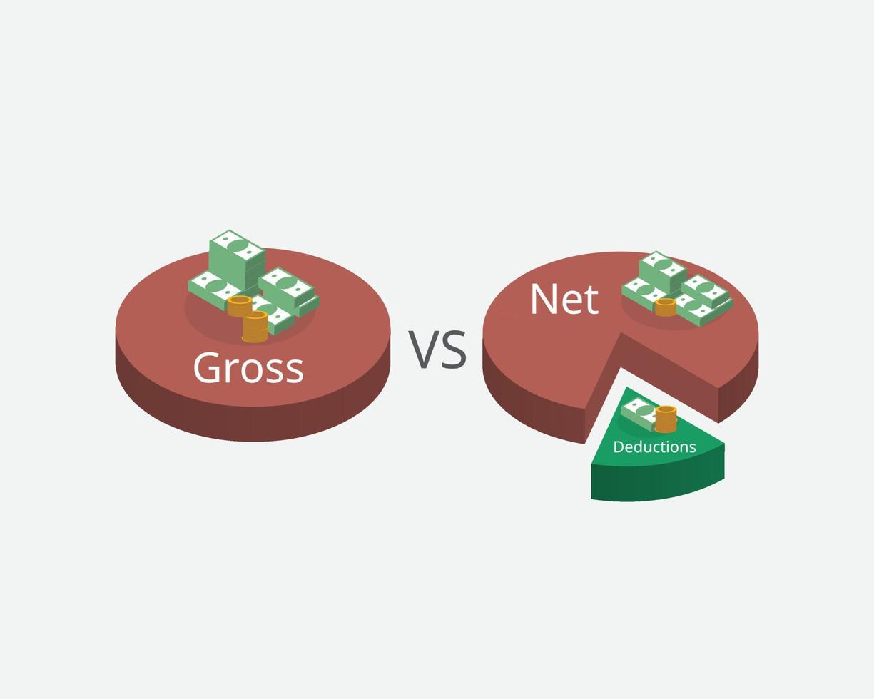 comparison of gross income and net income vector