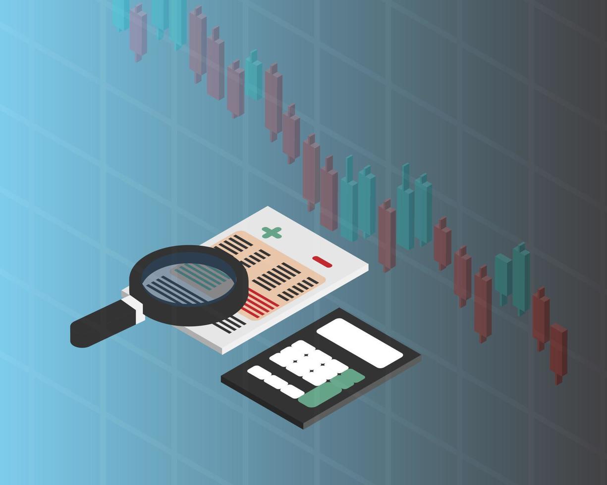 read, check and analyze financial statement before deciding to buy market stock vector