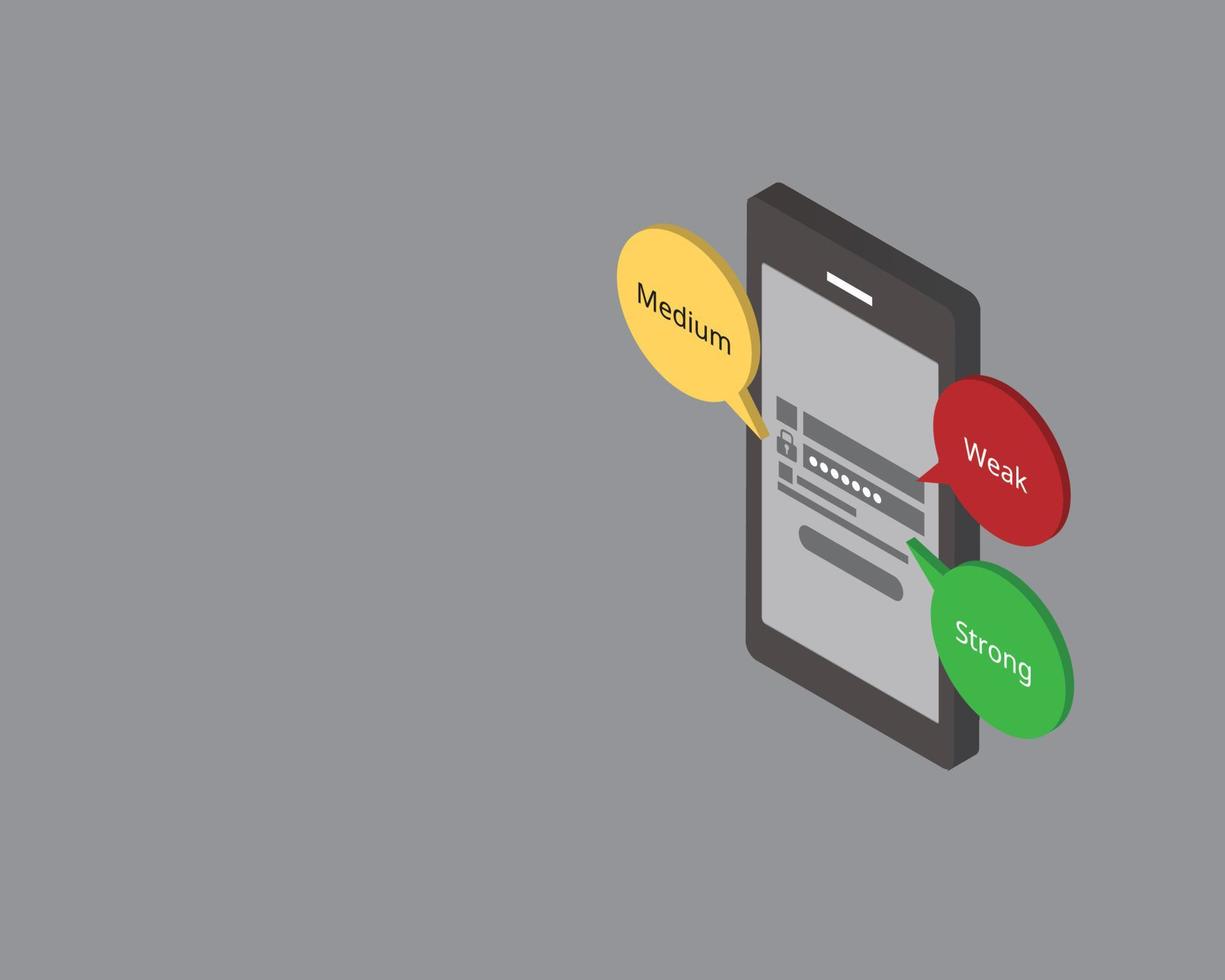Password strength to create weak and Strong Password to log in your account vector