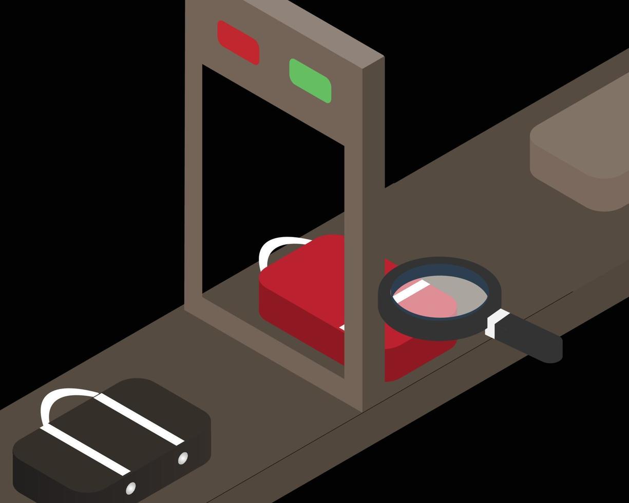 baggage and luggage scanner to check what is inside before travelling overseas vector