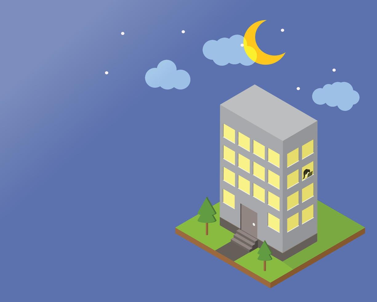 work at office until late night and feel lonely and burnout vector