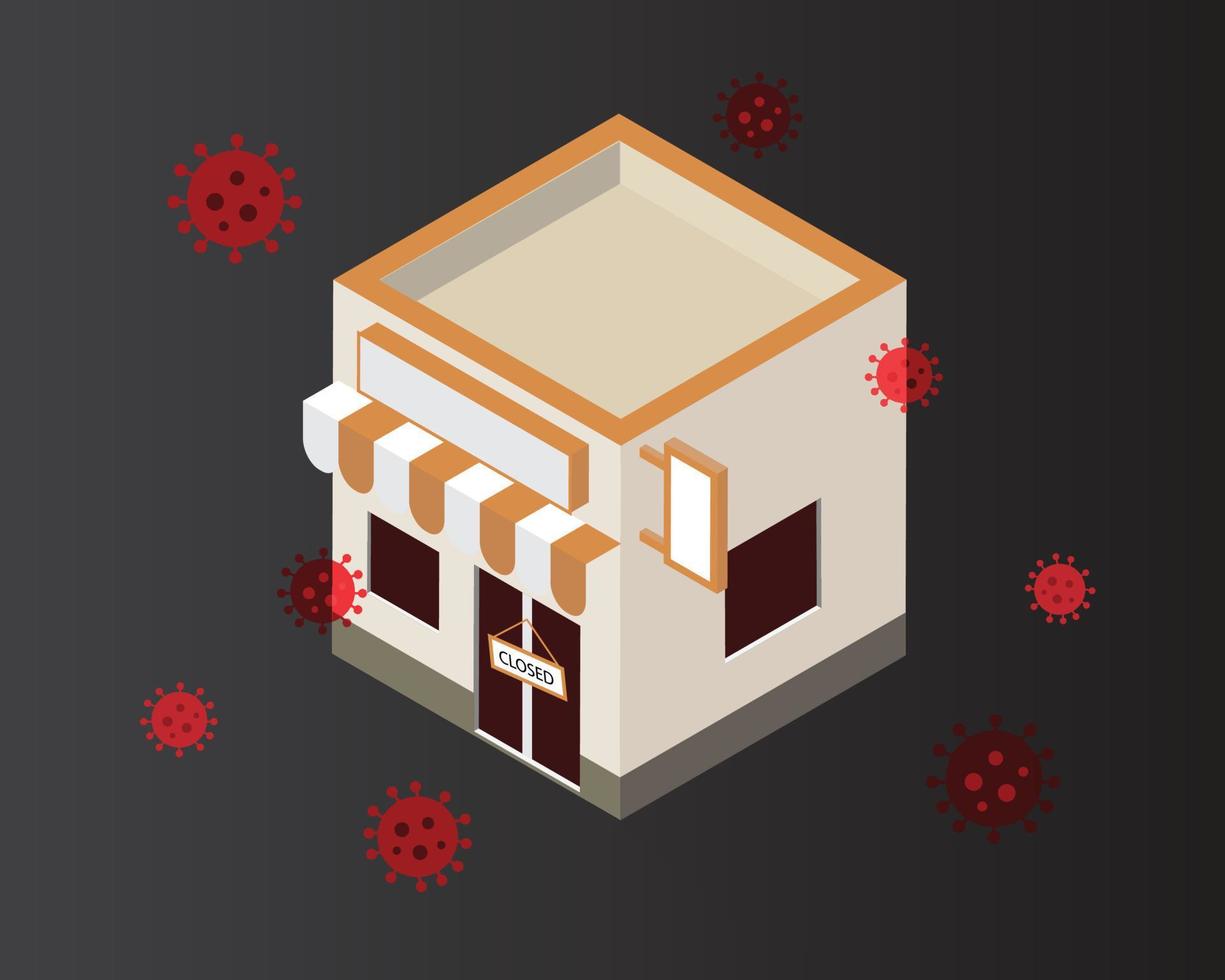 business owner have to close down business due to covid-19 pandemic situation vector