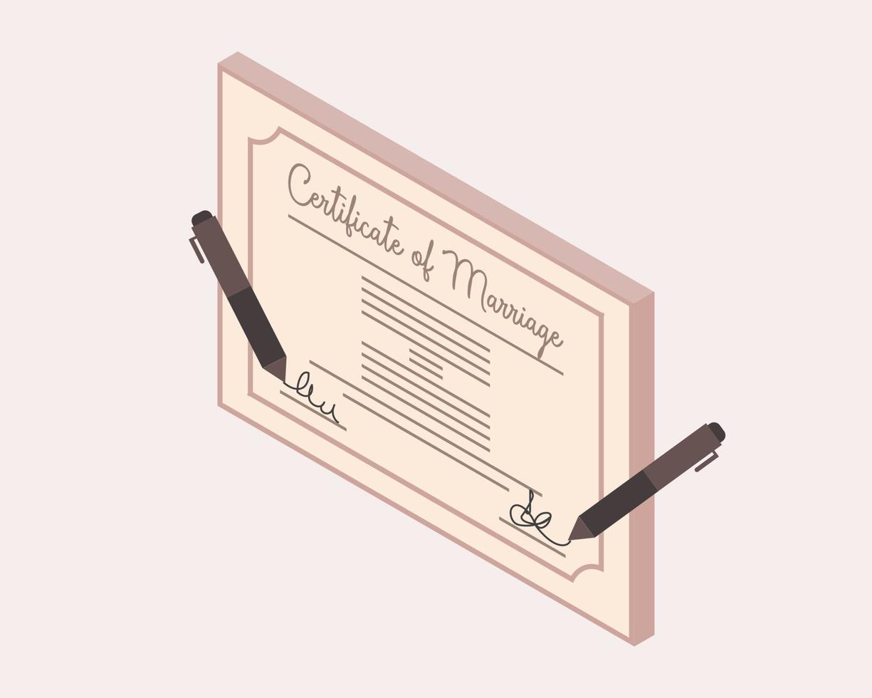 sign marriage certificate to get official marriage vector