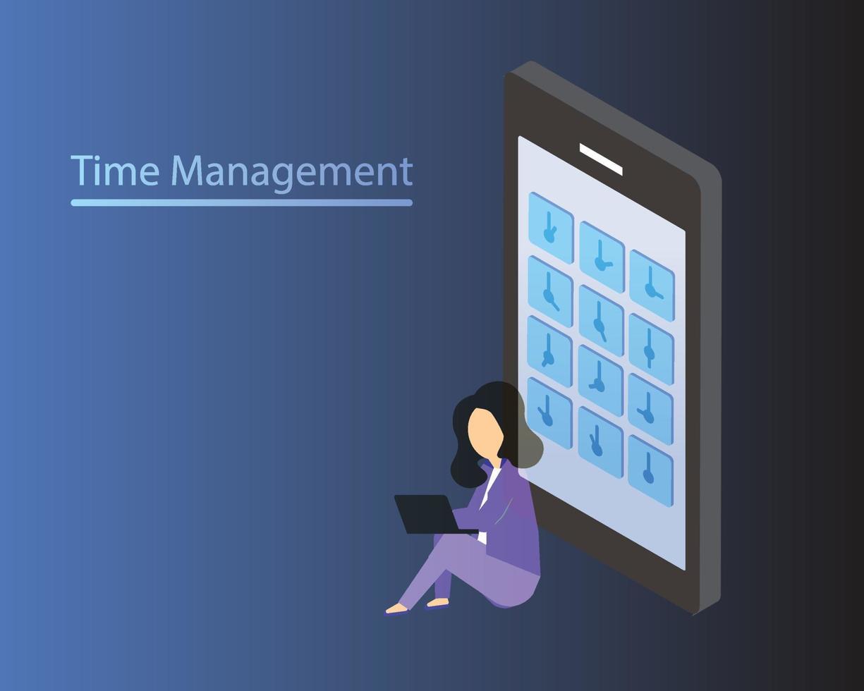 time management and timeboxing at work due to tight schedule to complete the work within the deadline vector