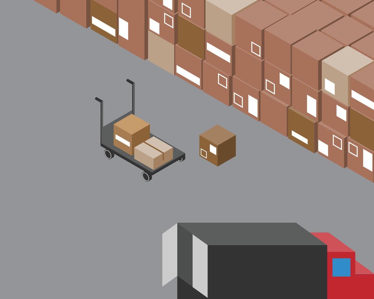 custom clearance to check the shipment before loading from warehouse to truck vector