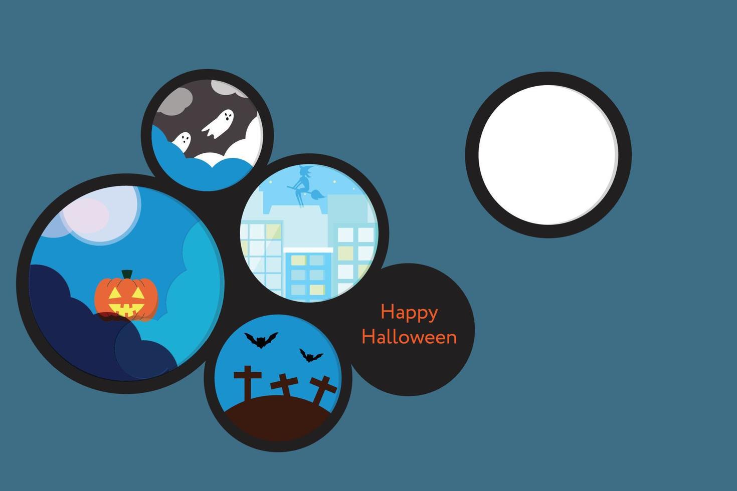 happy Halloween day banner with night theme of pumpkin in dark night mode vector