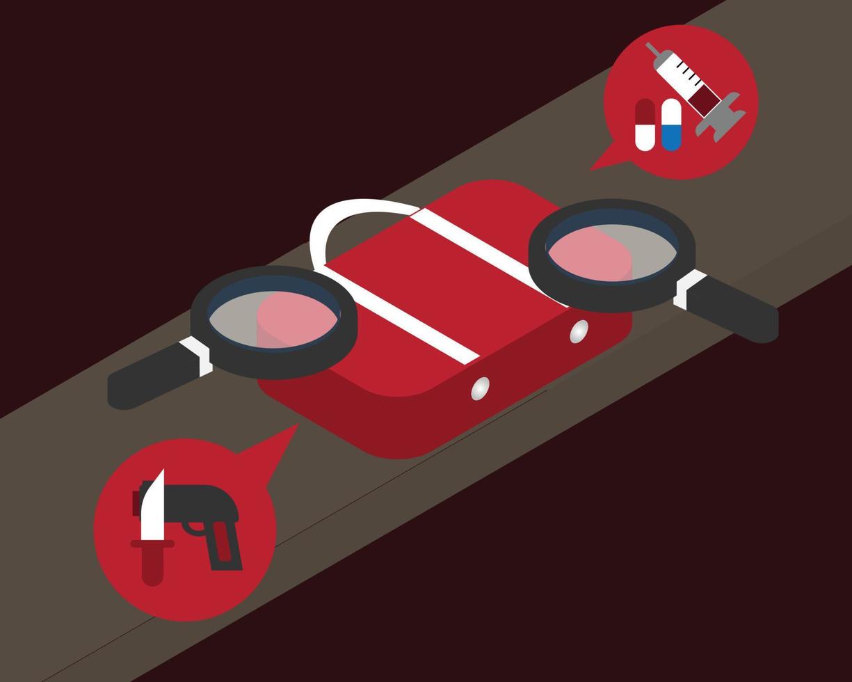 baggage and luggage scanner to check the illegal thing inside vector