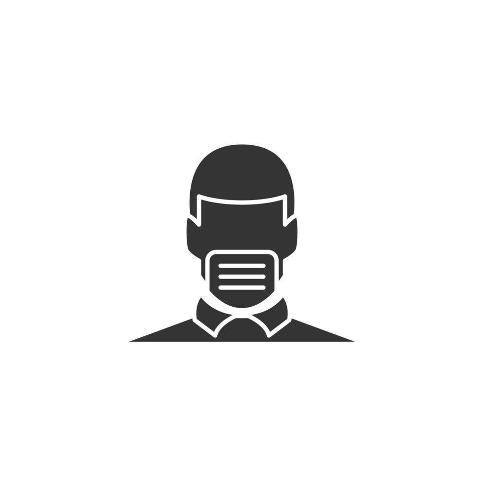 Wearing a mask icon vector. Face mask icon vector silhouette style