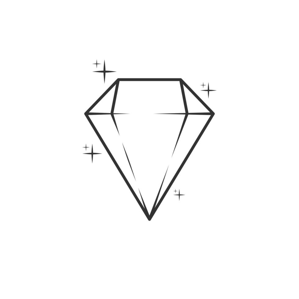 ilustración de vector de icono de contorno de diamante