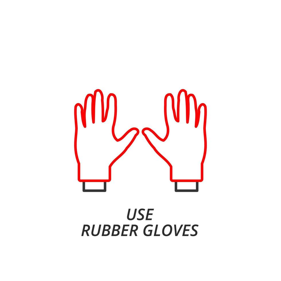 Use rubber gloves icon vector. Wear gloves icon vector line style