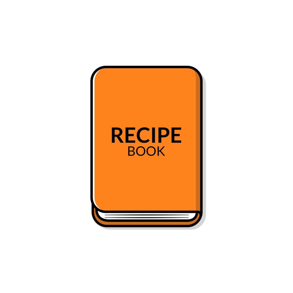 libro de cocina. icono de libro de dibujos animados con color naranja vector