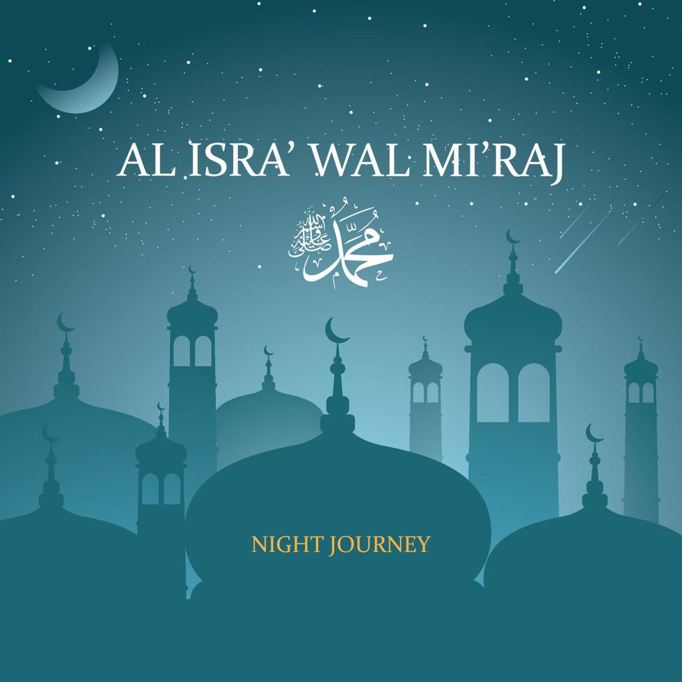 Isra miraj in illustration in Free Vector