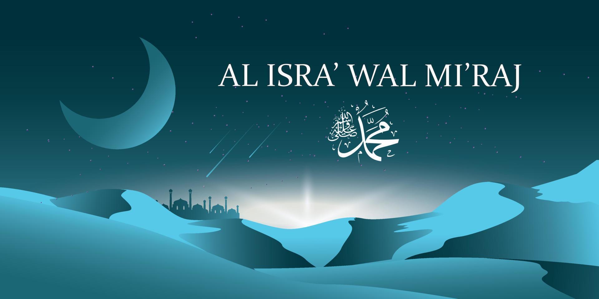 Isra miraj in illustration in Free Vector