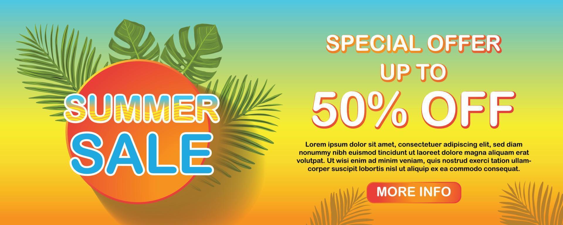 Summer sale banner template for your social media and website. Vector