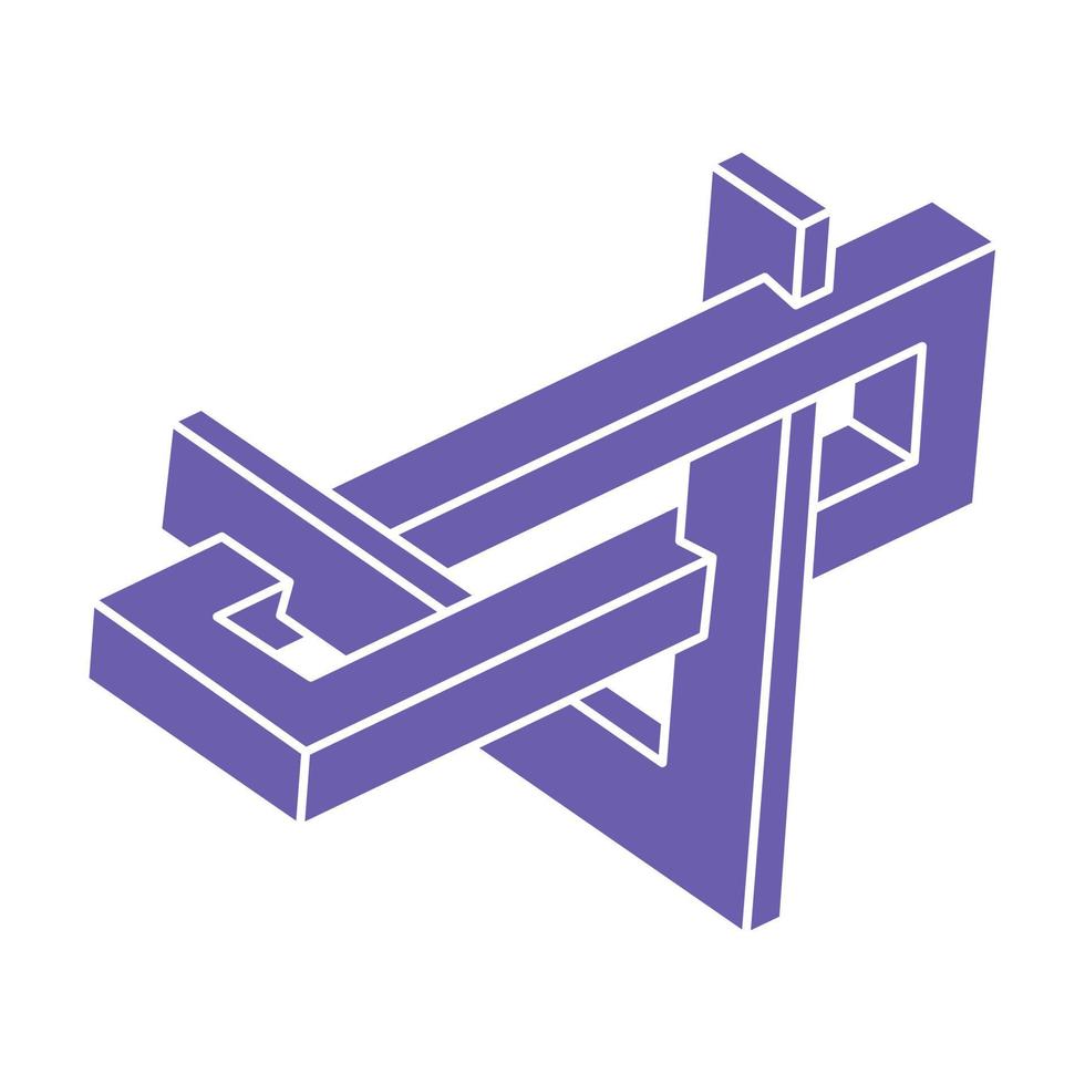 Impossible shapes, optical illusion logo, vector. Optical art objects. Geometric figure. vector