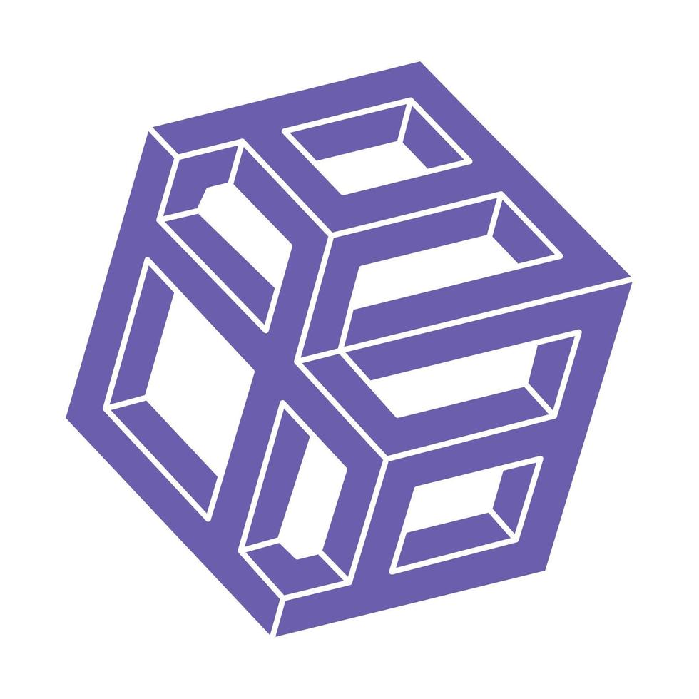 Optical illusion. Impossible shapes  vector. Optical art object. Geometric figures. Paradox. vector