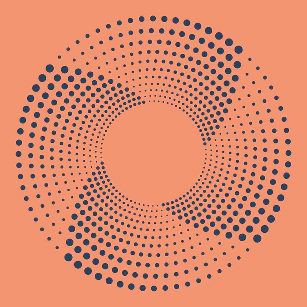 marco de puntos abstractos. borde circular con semitono de efecto. anillo moderno desteñido. frontera de esfera de punto. patrón geométrico punteado. elemento de puntos gráficos para impresiones de diseño. ilustración vectorial vector