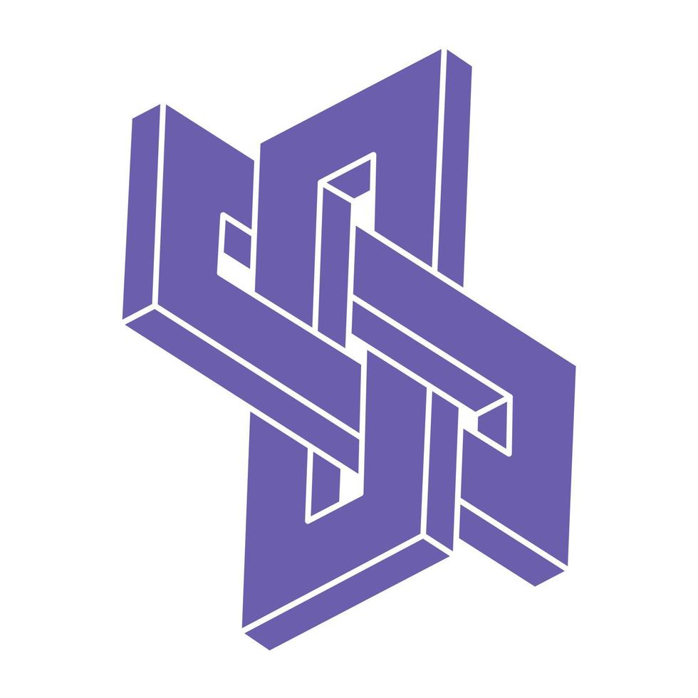 Illusion shapes. 3d geometry. Optical illusion figure. Sacred geometry. Logo. vector