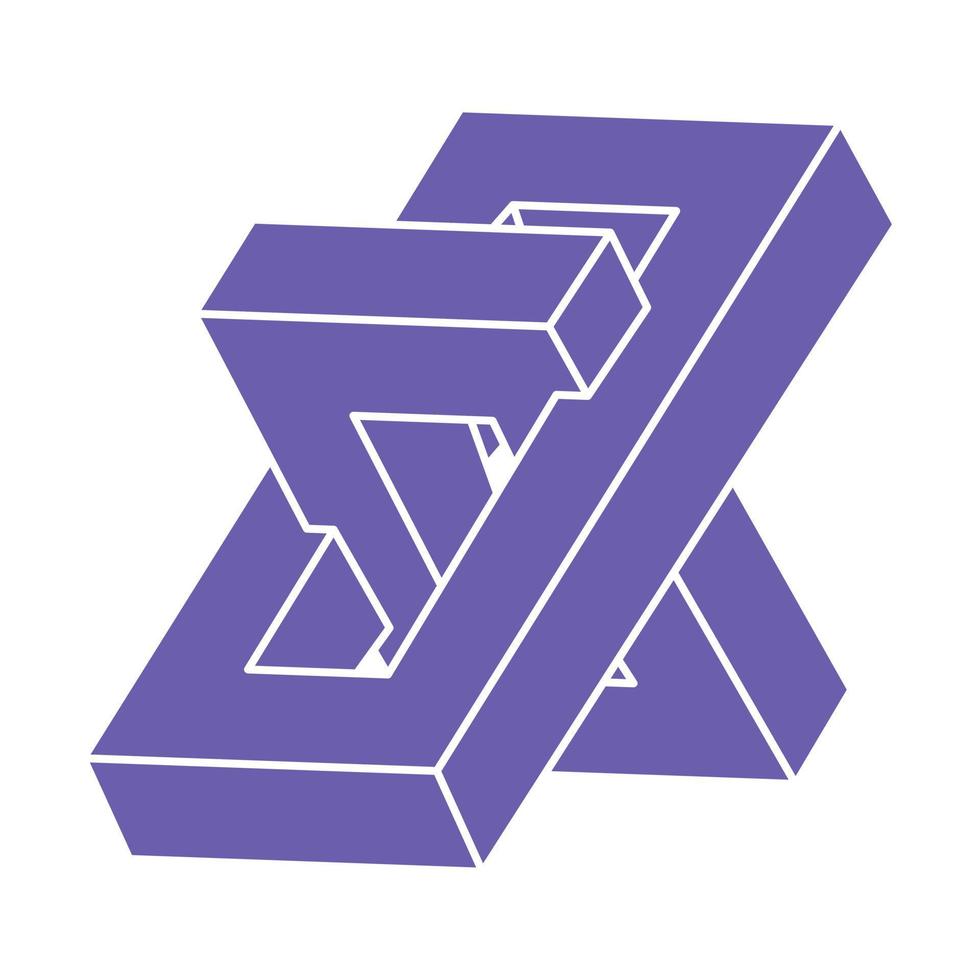 Paradox geometry. Logo. Optical illusion object. Sacred geometric figure. Optical art. Impossible shapes. vector