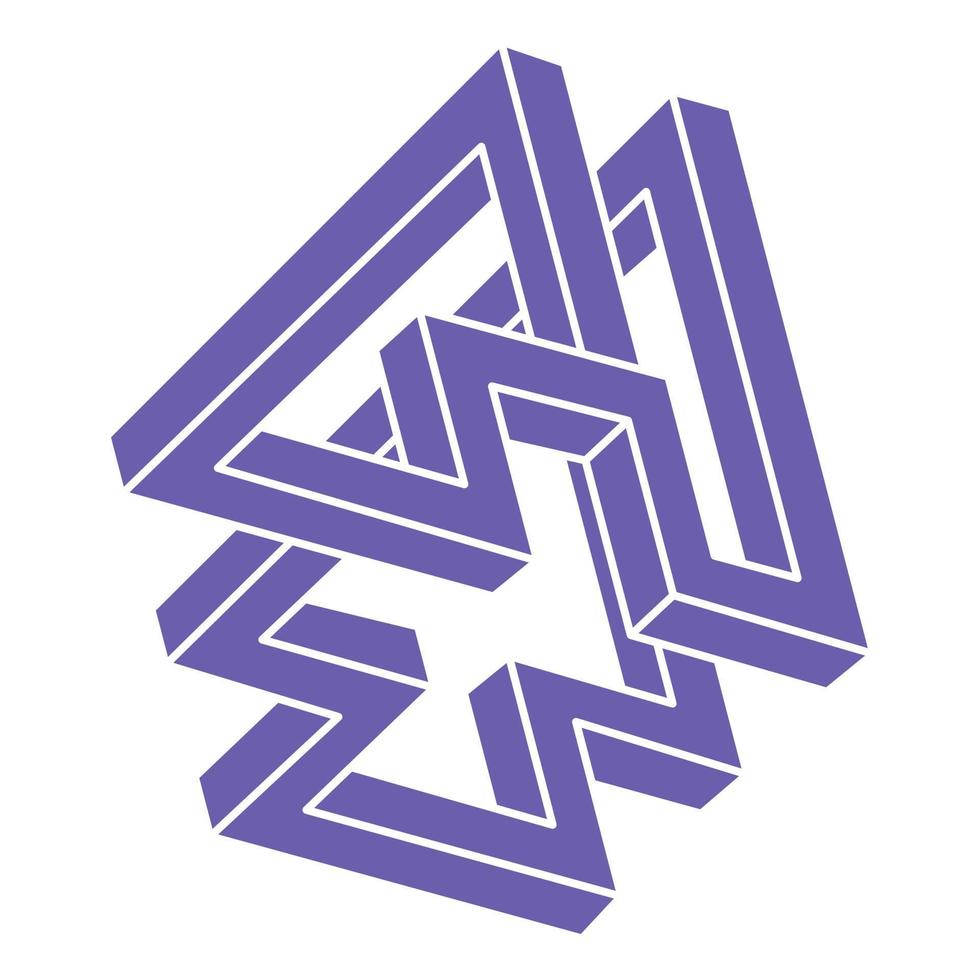 Impossible shapes, optical illusion figures, vector. Paradox. Optical art objects. Geometry modern logo. vector