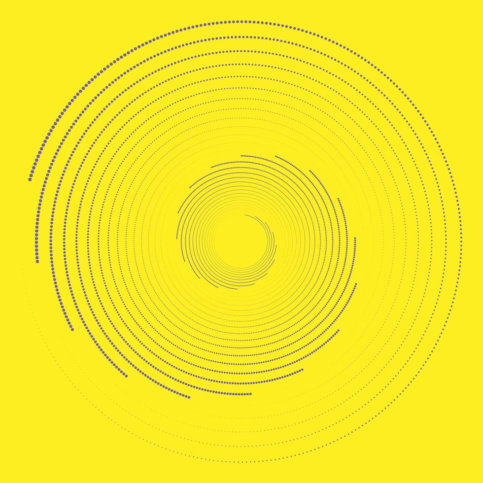 Circle very peri dots isolated on the  yellow background. Geometric art. Design element for frame, logo, tattoo, web pages, print, poster, template, abstract vector background. Optical illusion shape.