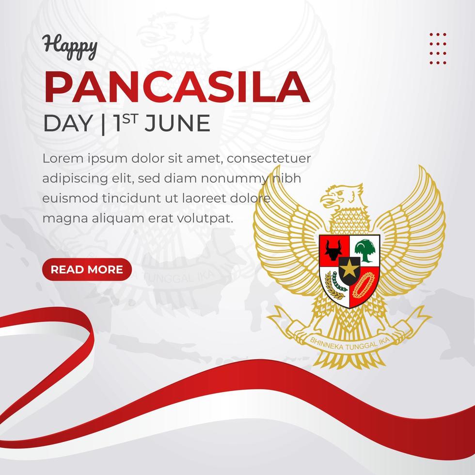 Indonesian Pancasila day banner on white background design vector