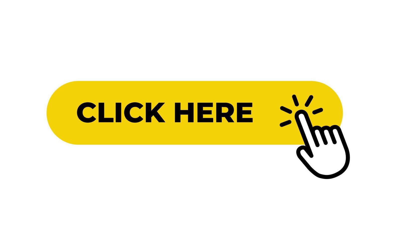 Click here button with hand pointer clicking vector icon