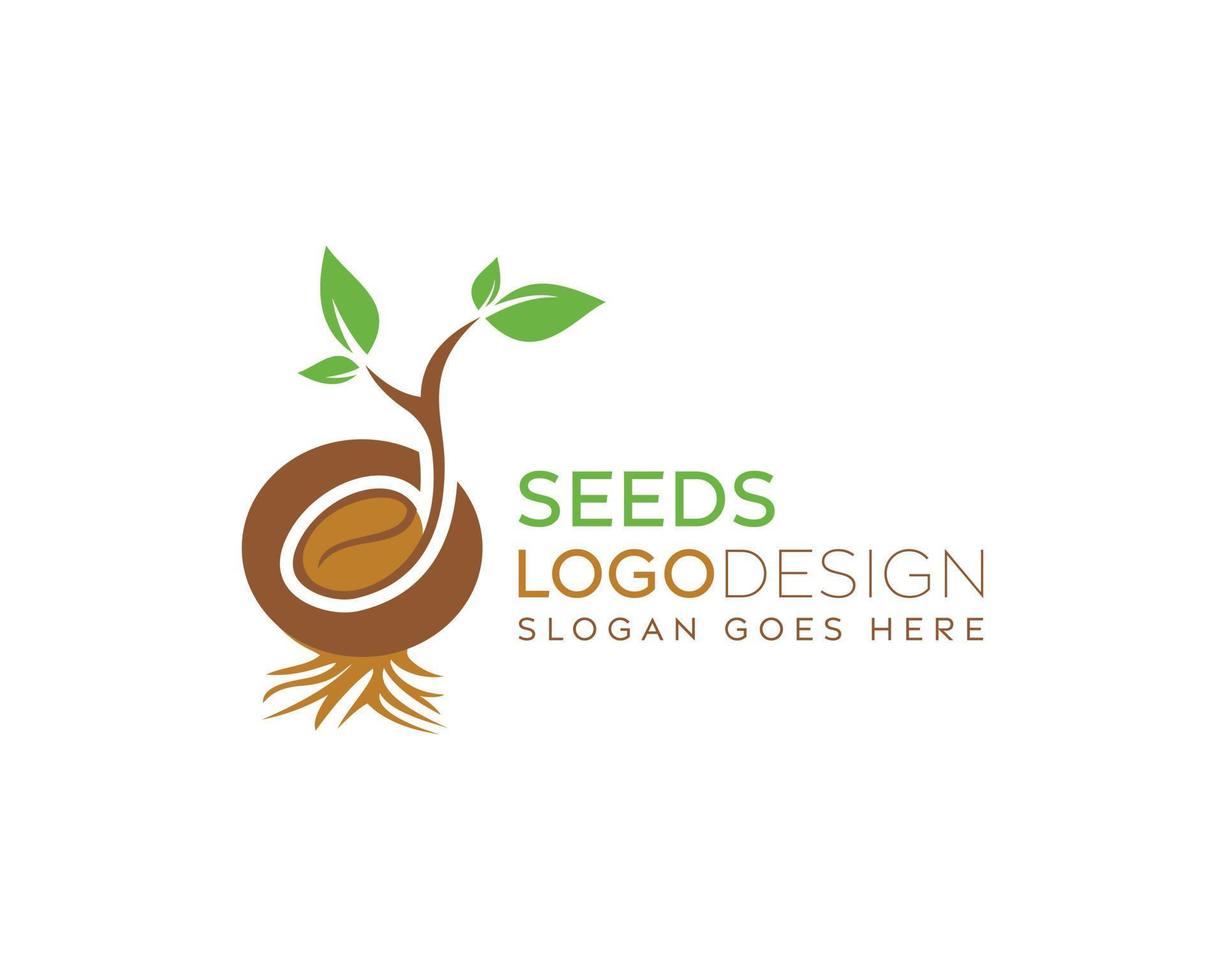 Natural seed vector logo design, colorful seeds vector design