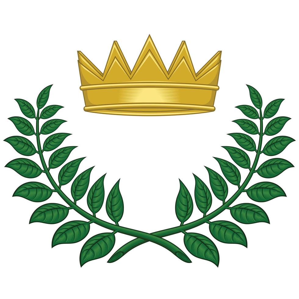 Laurel wreath vector design with royal crown, crowns to award winners