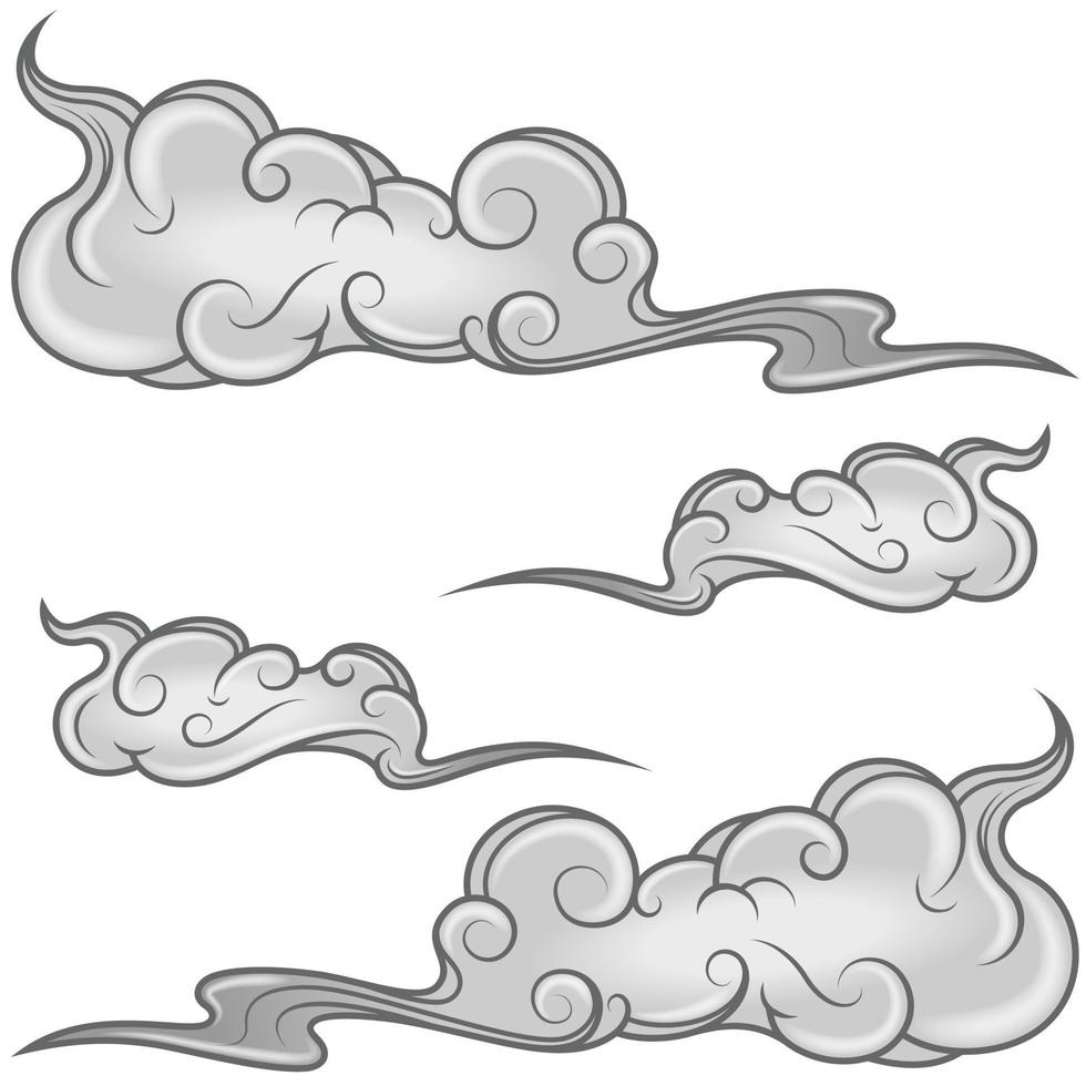 diseño de nubes en estilo japonés vector