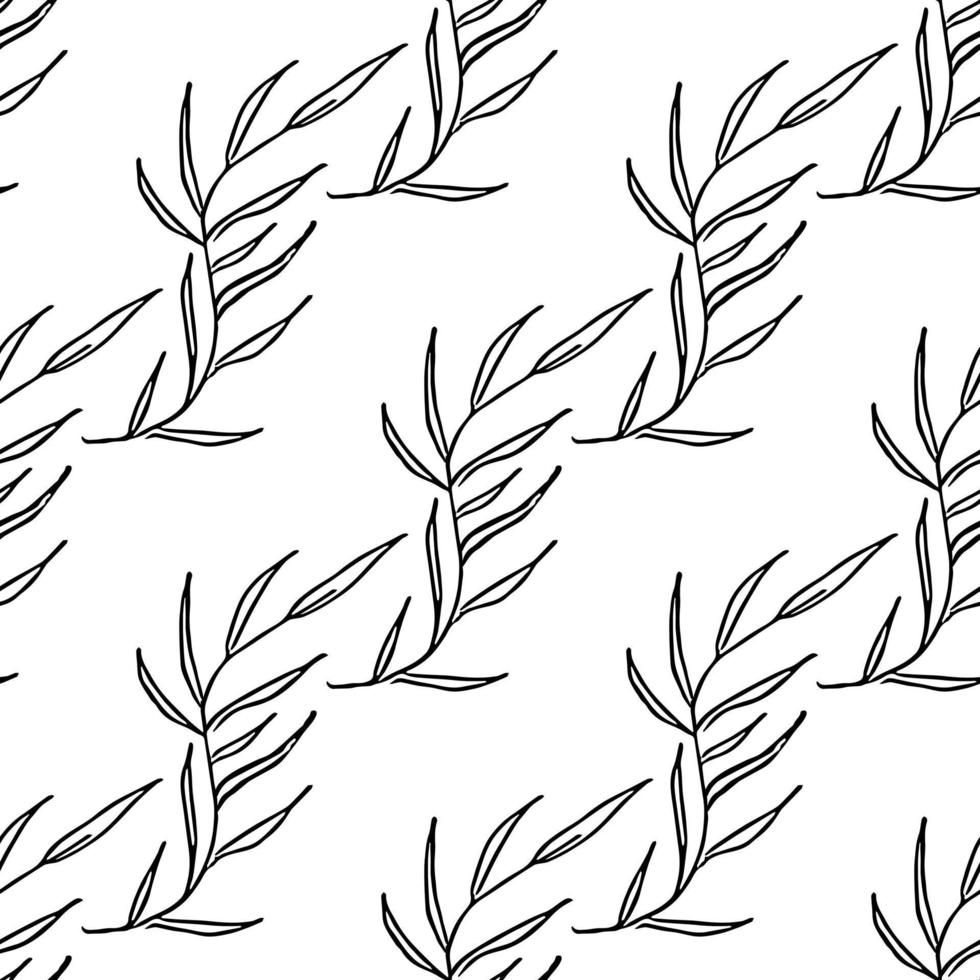 Seamless floral wallpaper. Doodle vector with black and white floral ornament. Vintage floral decor