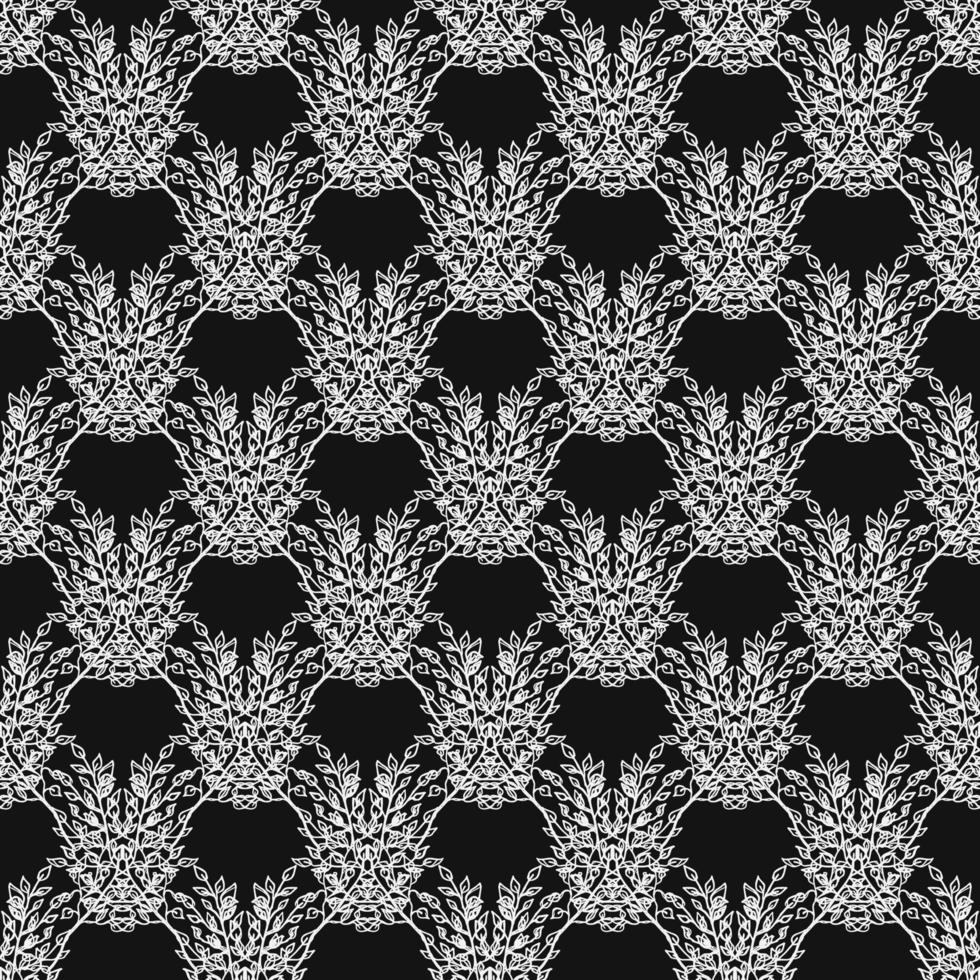 papel tapiz floral transparente. vector de fideos con adorno floral en blanco y negro. decoración floral de la vendimia