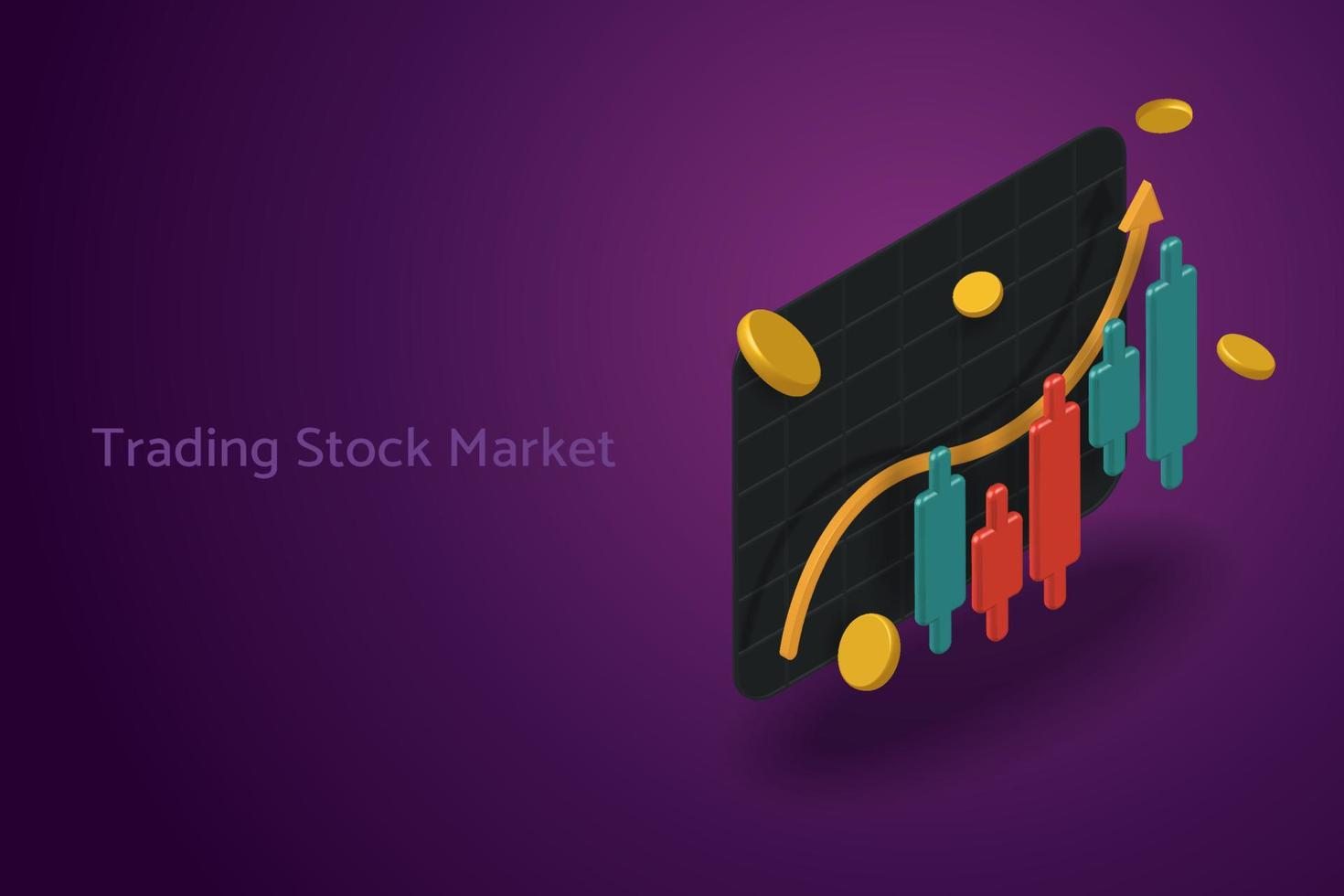 Candlestick charts, graphs and coins vector