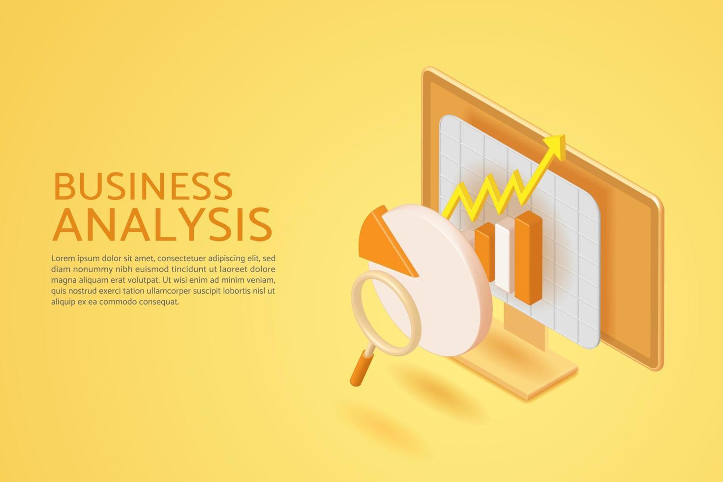 análisis de datos financieros y crecimiento empresarial con gráfico circular y gráfico de barras en la pantalla de la computadora vector