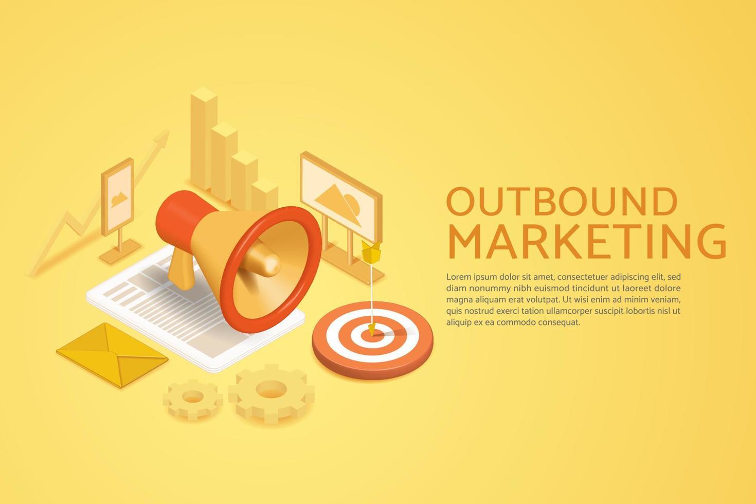 Outbound marketing, offline business promotion marketing vector