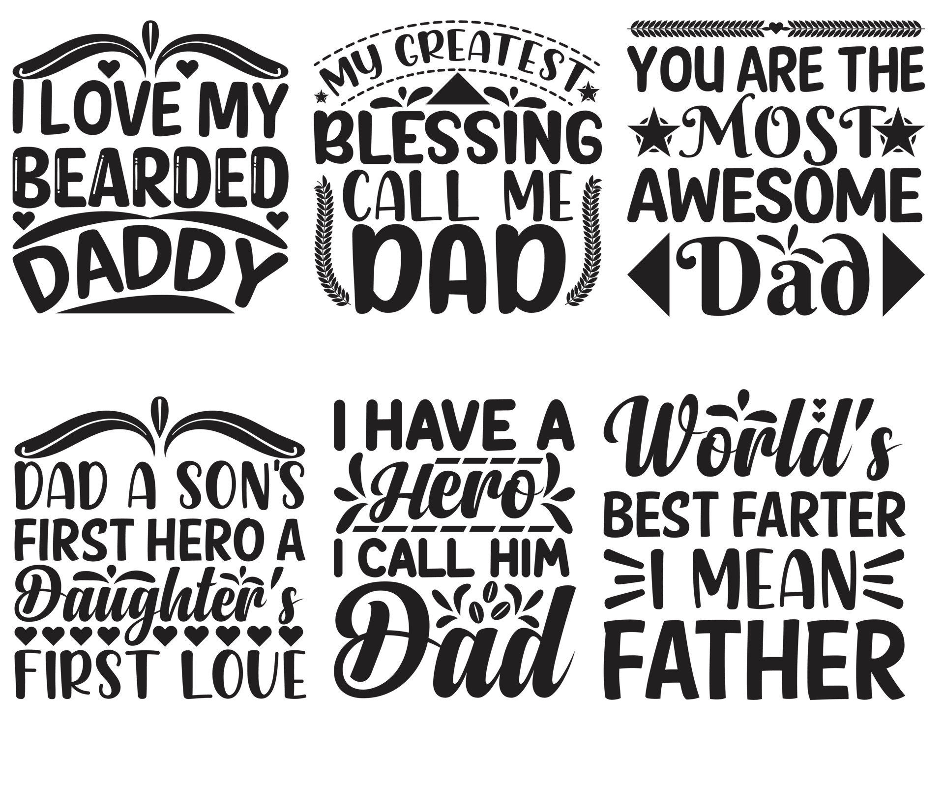 Happy Father's Day SVG T-shirt Design Bundle 7743737 Vector Art at Vecteezy