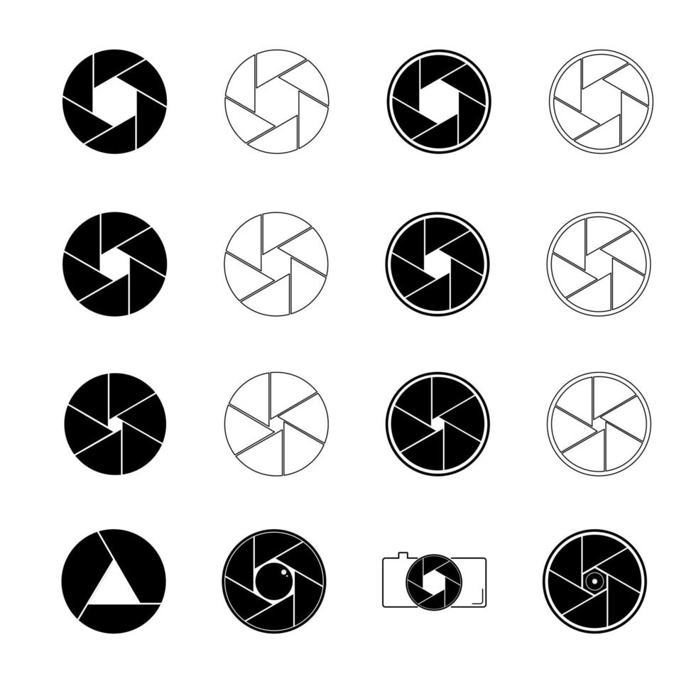 Camera shutter photo vector icon set