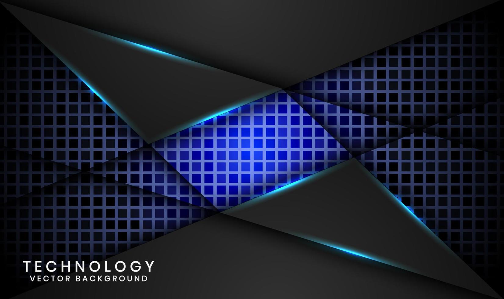 3D black technology abstract background overlap layer on dark space with blue light line effect decoration. Graphic design element future style concept for banner, flyer, card, cover, or landing page vector