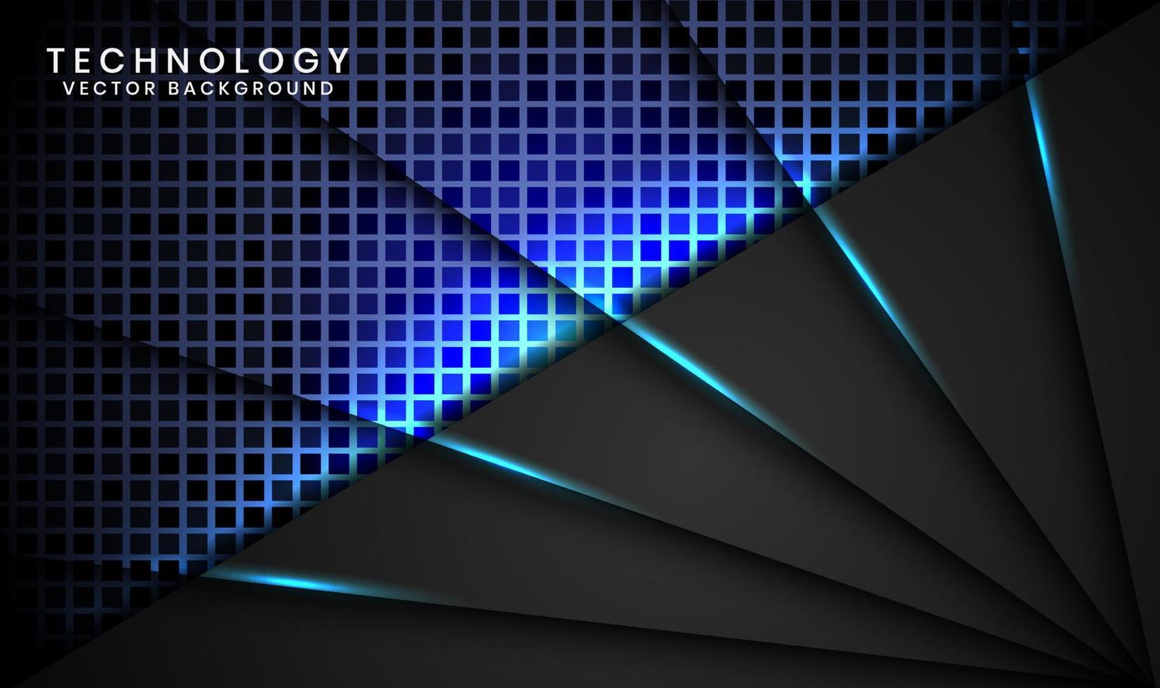 3D black technology abstract background overlap layer on dark space with blue light line effect decoration. Graphic design element future style concept for banner, flyer, card, cover, or landing page vector