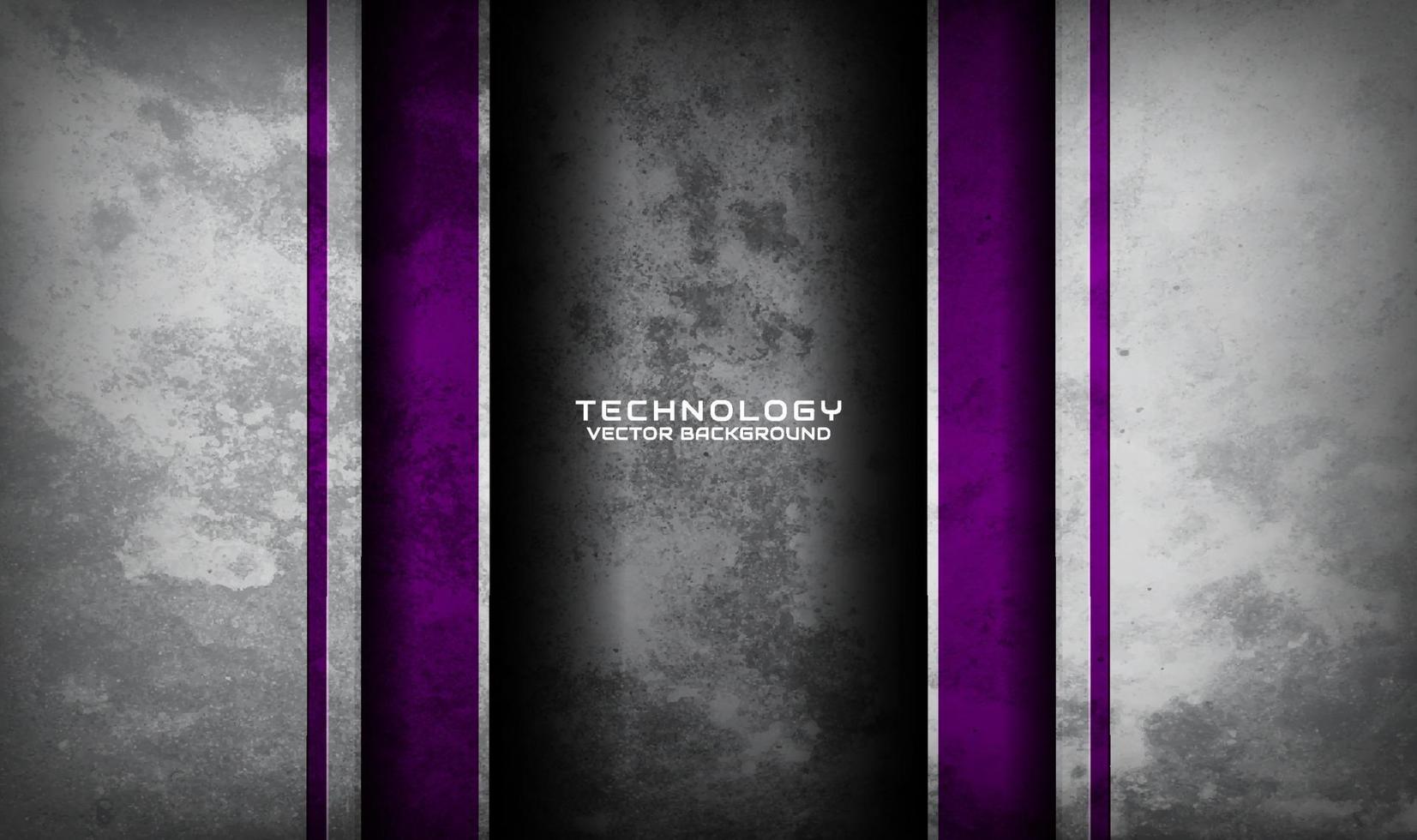 3D grey purple technology abstract background overlap layer on dark space with grunge texture effect decoration. Graphic design element future style concept for banner, flyer brochure, or landing page vector